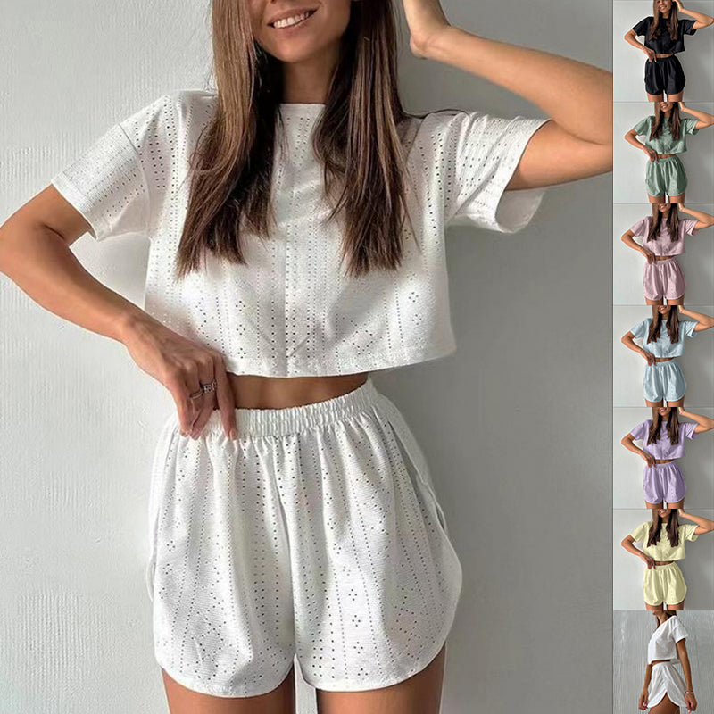 Women's two-piece crop top and shorts set