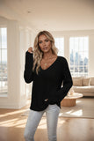 Women's V-neck long sleeve top with lace detail