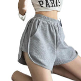 Back view of women's casual waffle shorts